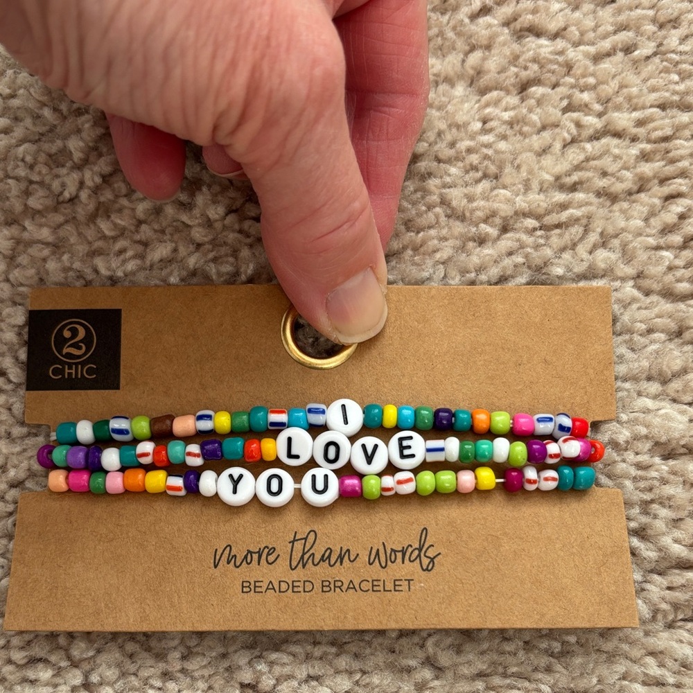 2 Chic Colorful 'I Love You' Beaded Bracelet